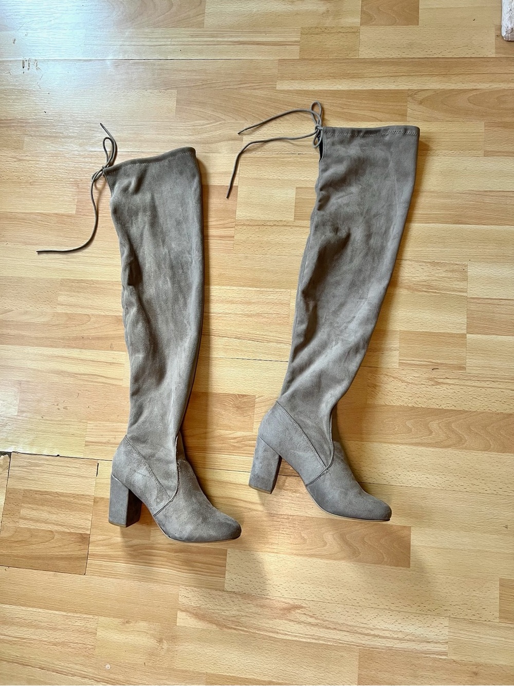 Chinese Laundry Taupe Over-the-Knee Block Heel Boots